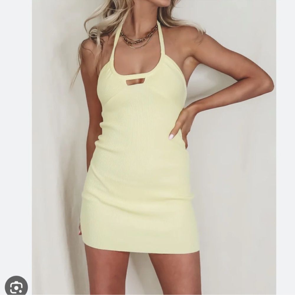 For Love & Lemons NWT For Love and Lemons $149 Yellow Halter knit Dress NWT XS